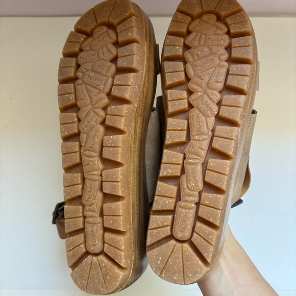 Korks Fraya Beige Leather Comfort Wedge Sandal Sz 9M - Picture 7 of 9